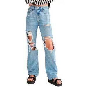 Aeropostale Juniors’ Distressed High-Rise Baggy Jeans